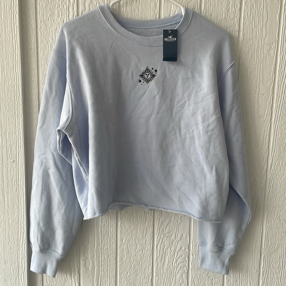 NWT Hollister crop baby blue sun crew neck sweatshirt - Picture 6 of 6